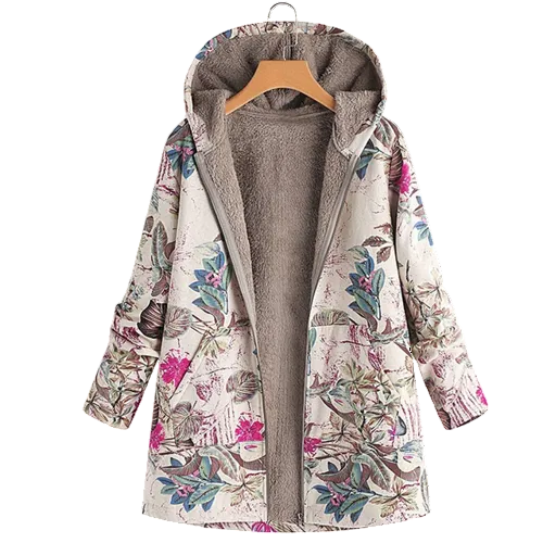 Damejakke | Hette med Blomsterprint