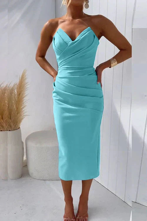 Dame Cocktail Midi Kjole | Uten Stropper Bodycon