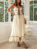 Kvinnes Boho Midi Kjole | Spagettistropper