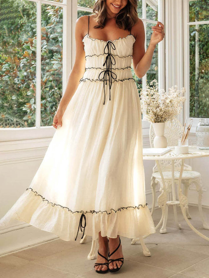 Kvinnes Boho Midi Kjole | Spagettistropper