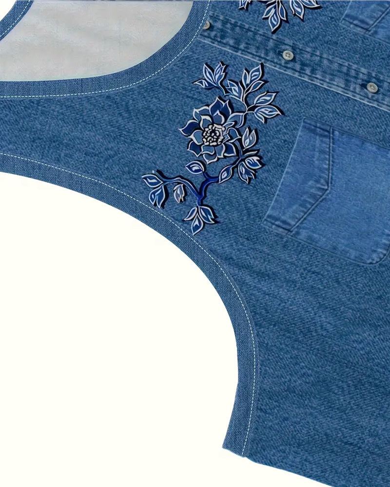 Kjole for kvinner | Uten ermer med blomsterknapper