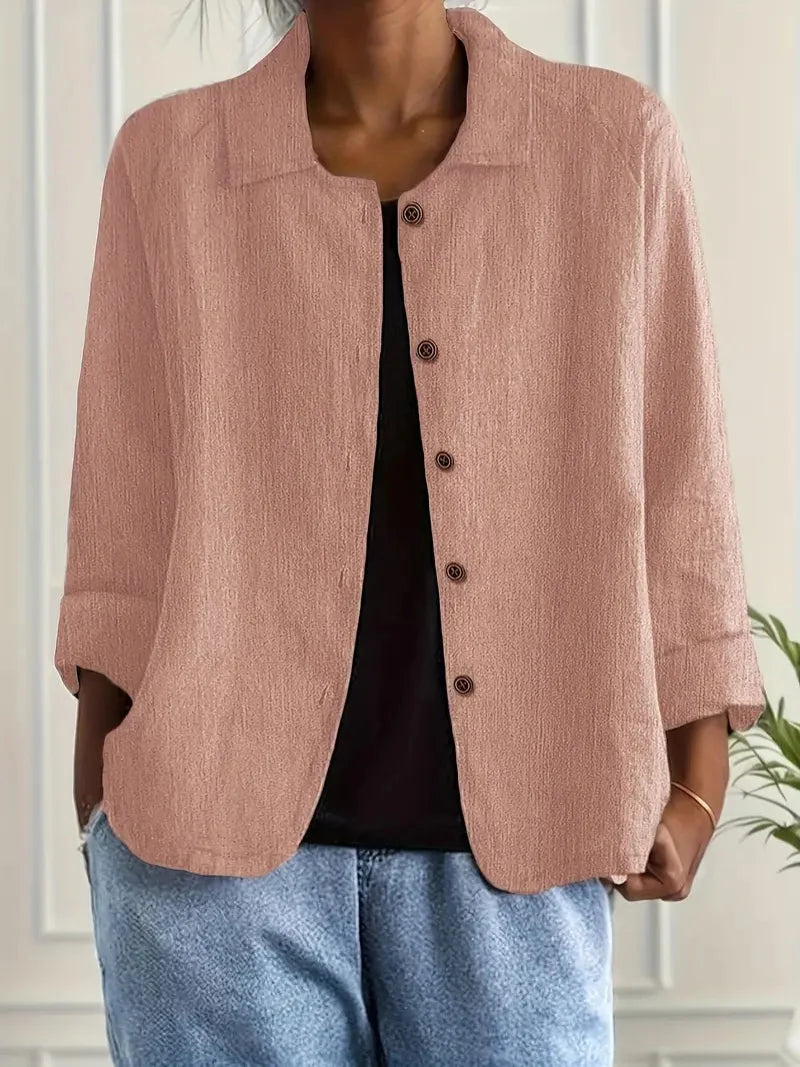 Damebluse | Langermet Knapp-Up