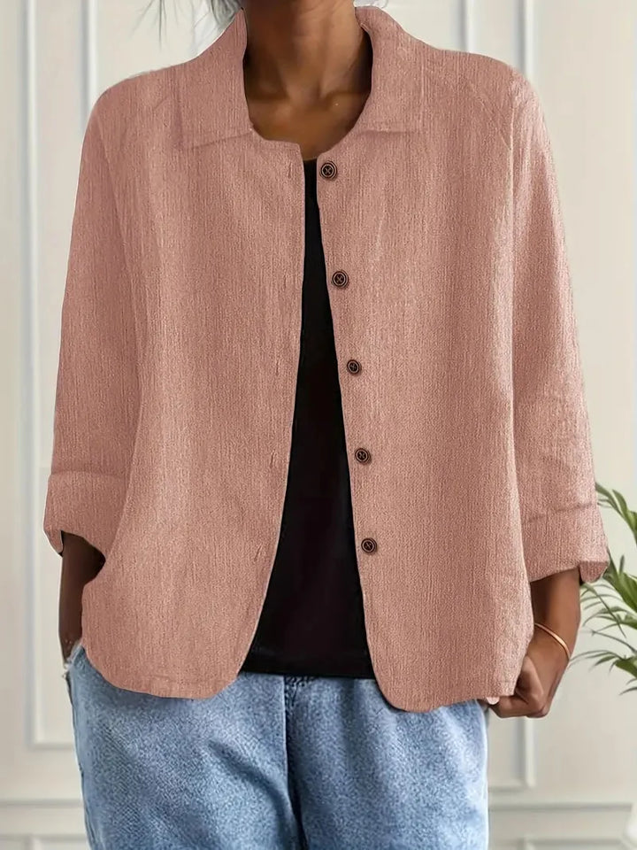 Damebluse | Langermet Knapp-Up