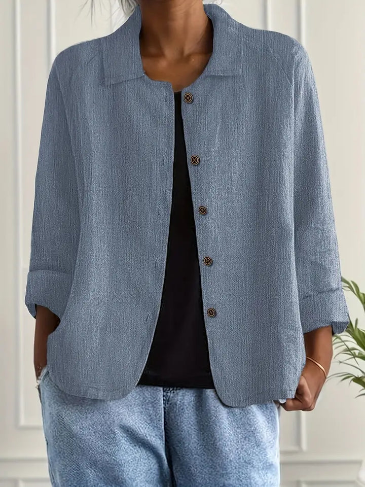 Damebluse | Langermet Knapp-Up