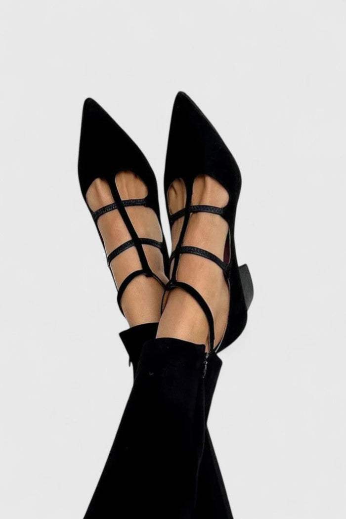 Dame Strappy Pumps med Spiss Tå og Multi-Stropp Design