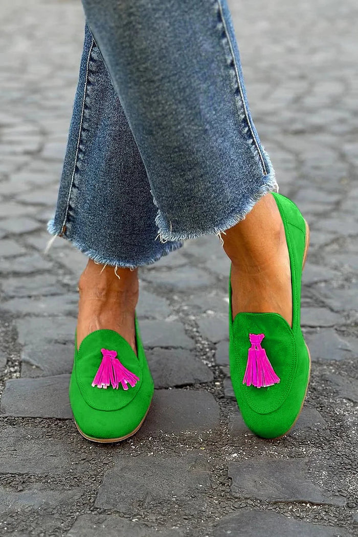 Dame Loafers med Kvastdetalj og Rund Tå