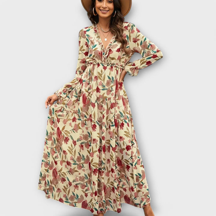 Kvinnes Floral Maxi Kjole | Plisserte