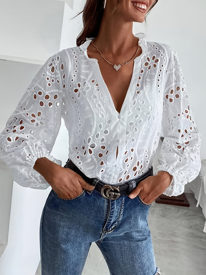 Damebluse | Brodert Langermet
