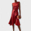 Dame Cocktail Midi Kjole | Asymmetrisk Uten Ermer