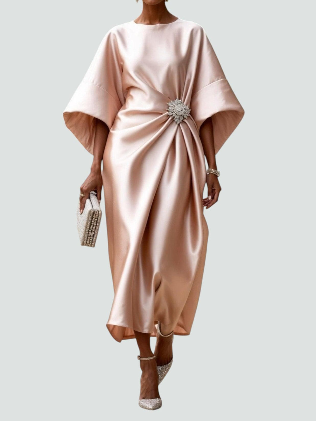 Kjole for kvinner | Drapert Midi Batwing Erme