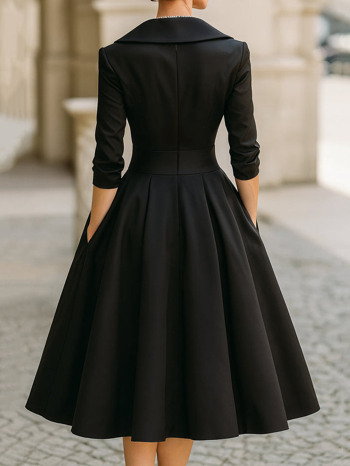 Dame Cocktail Midi Kjole | A-Linje