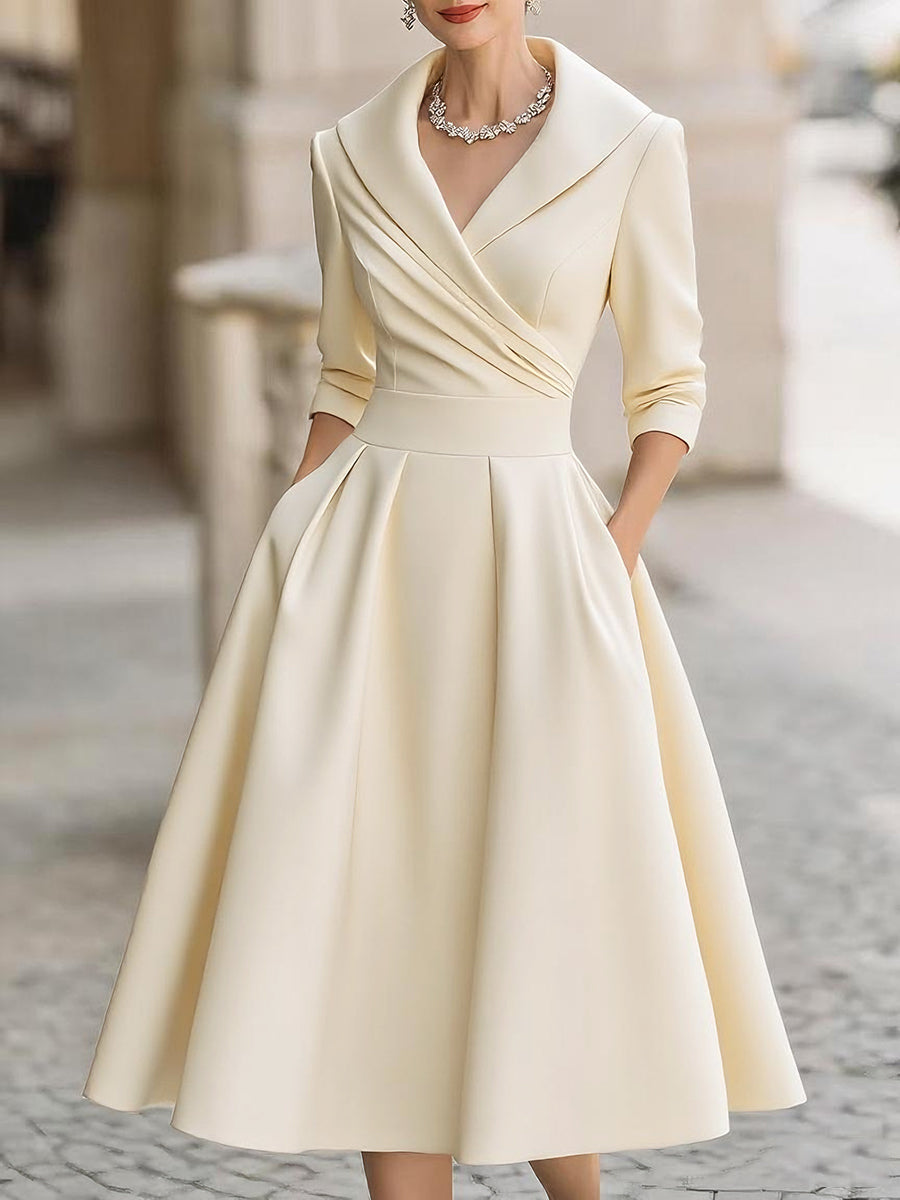 Dame Cocktail Midi Kjole | A-Linje