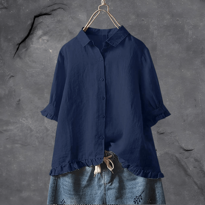 Damebluse | Krage med Volangkant