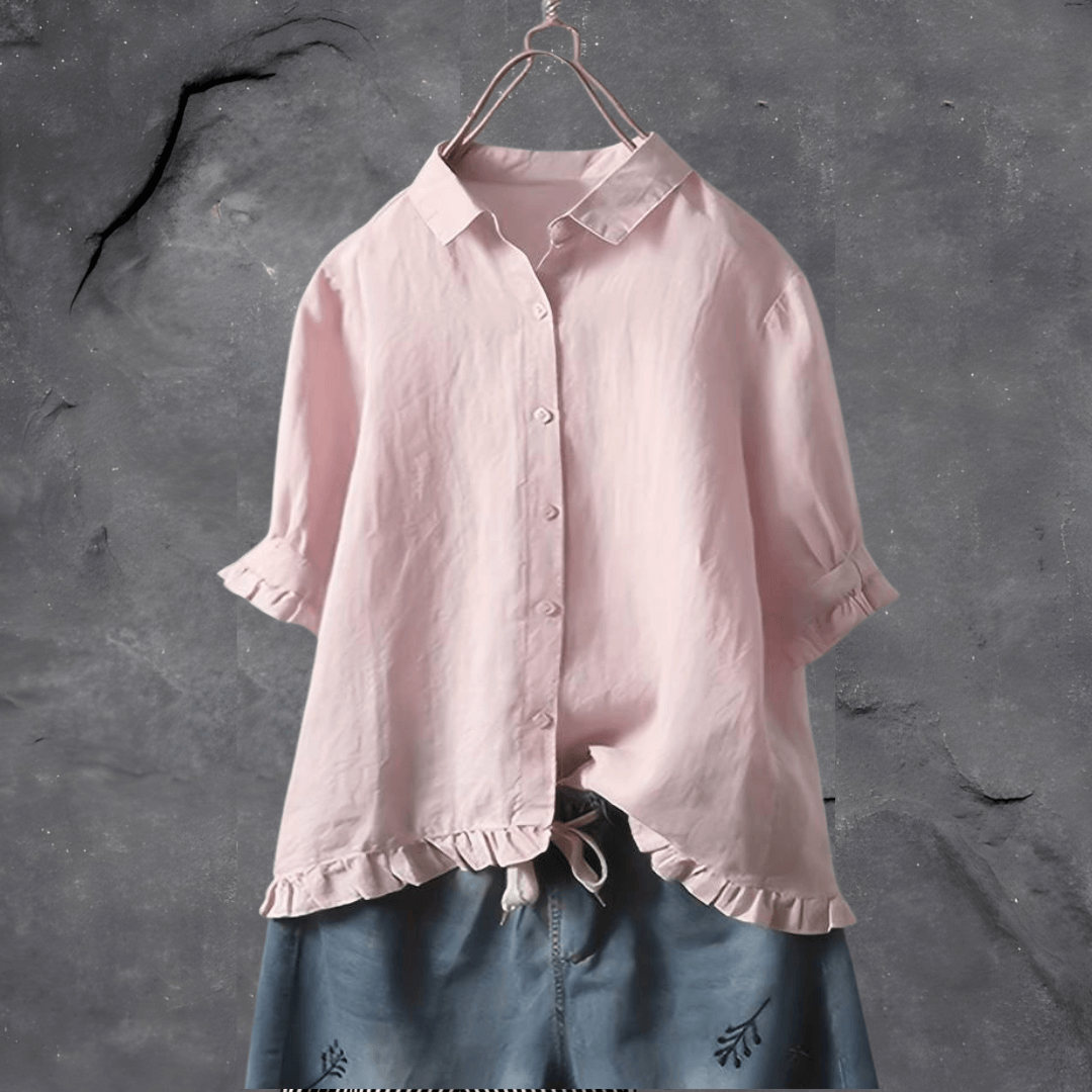 Damebluse | Krage med Volangkant