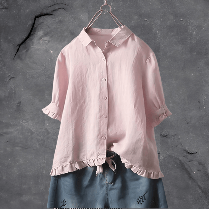Damebluse | Krage med Volangkant