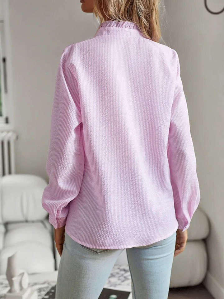 Damebluse | Rynket Front Med Knapper