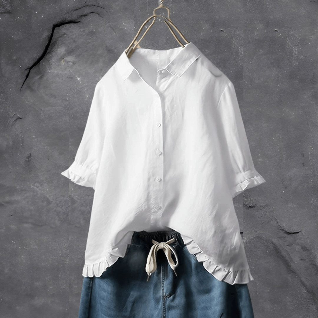 Damebluse | Krage med Volangkant