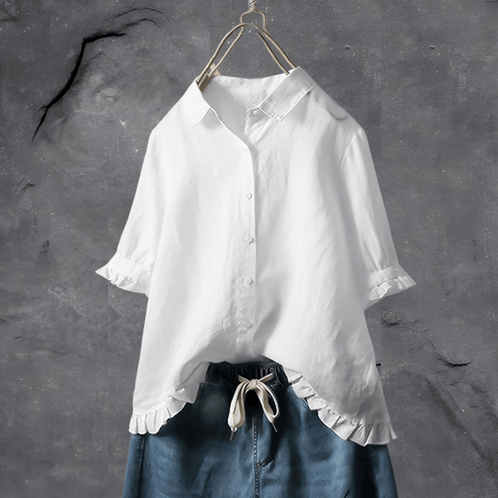 Damebluse | Krage med Volangkant