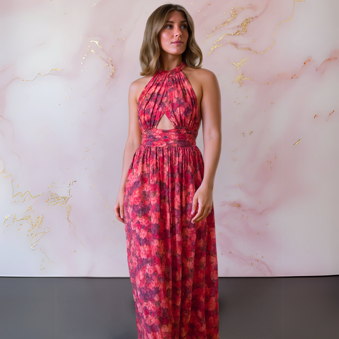 Kjole for kvinner | Halterneck Maxi med frontslitt