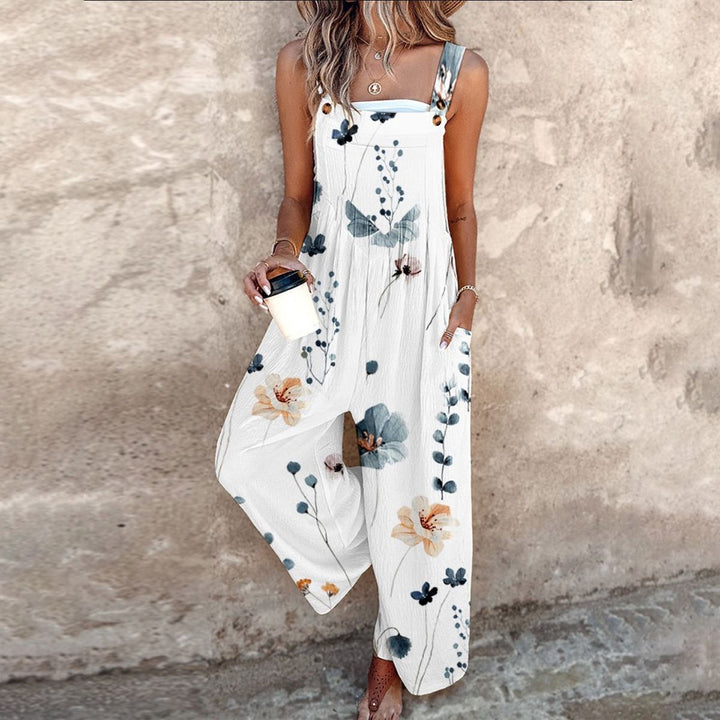 Kvinners Vide Jumpsuit | Uten Ermer Blomster