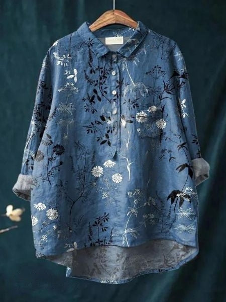 Kvinnebluse | Blomstret Med Knapper