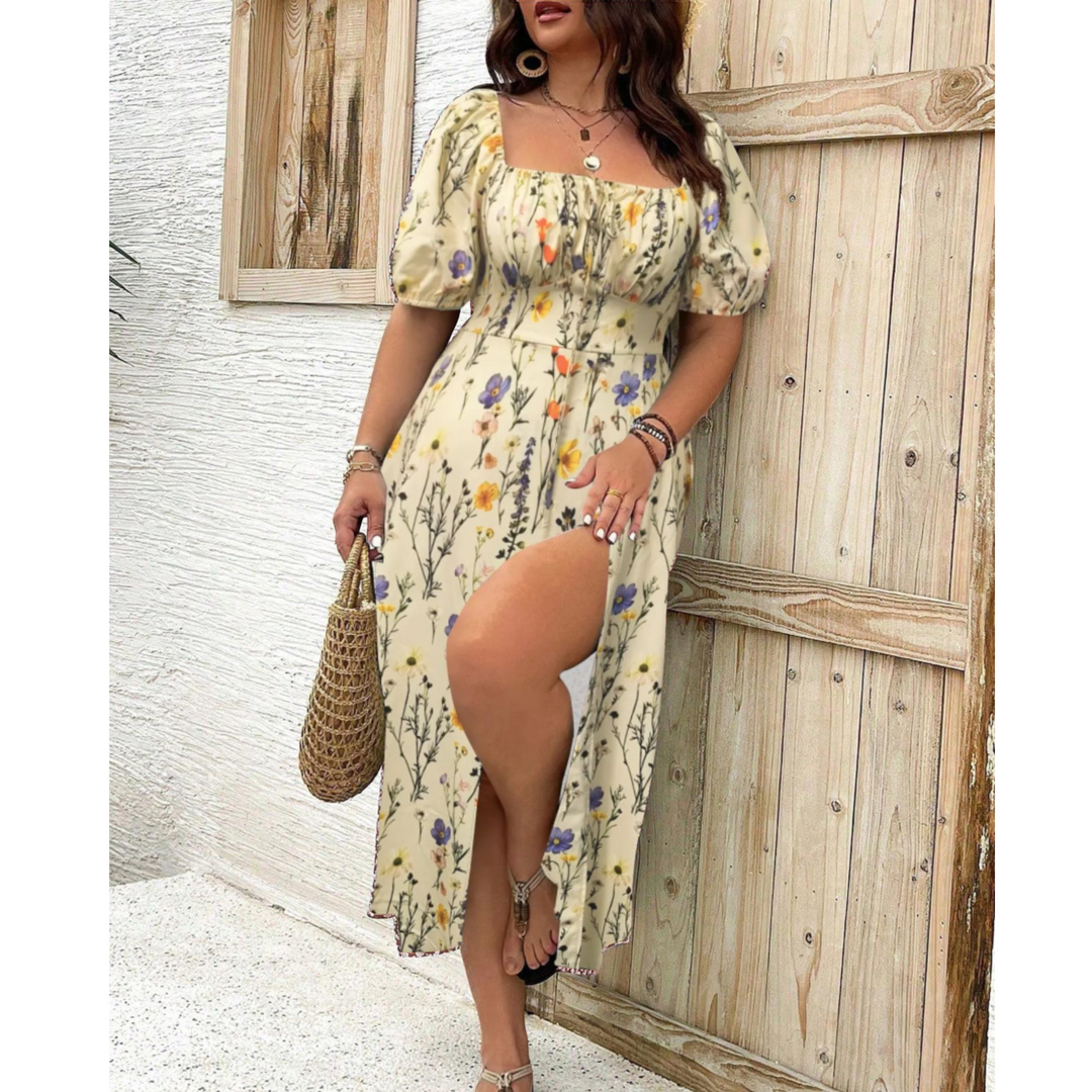 Kjole for Damer | Puffermede Ermer Slit Midi