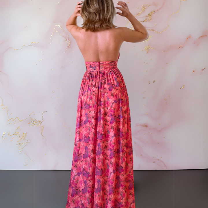 Kjole for kvinner | Halterneck Maxi med frontslitt