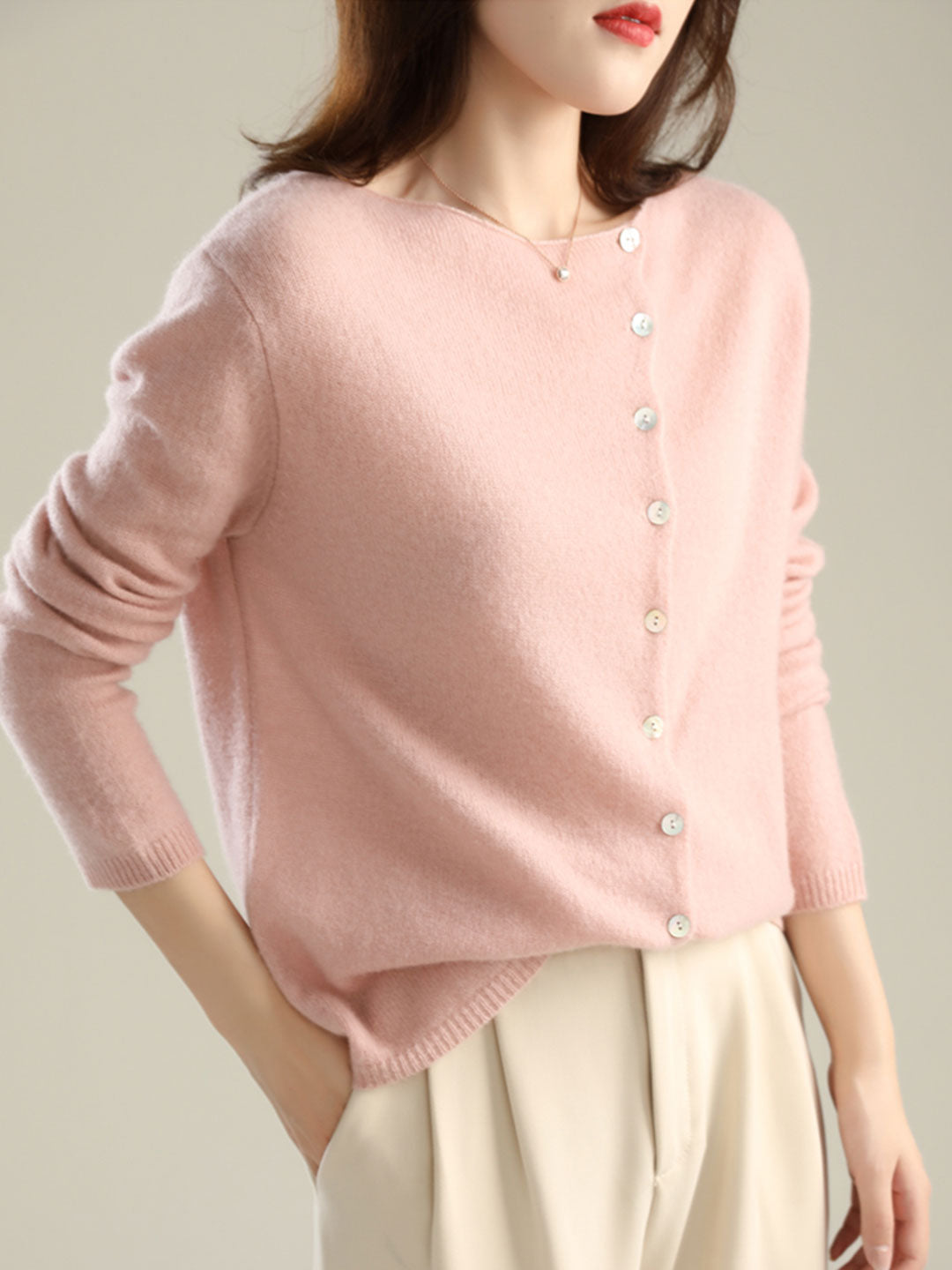 Dame Cardigan | V-Hals Med Knapplukking