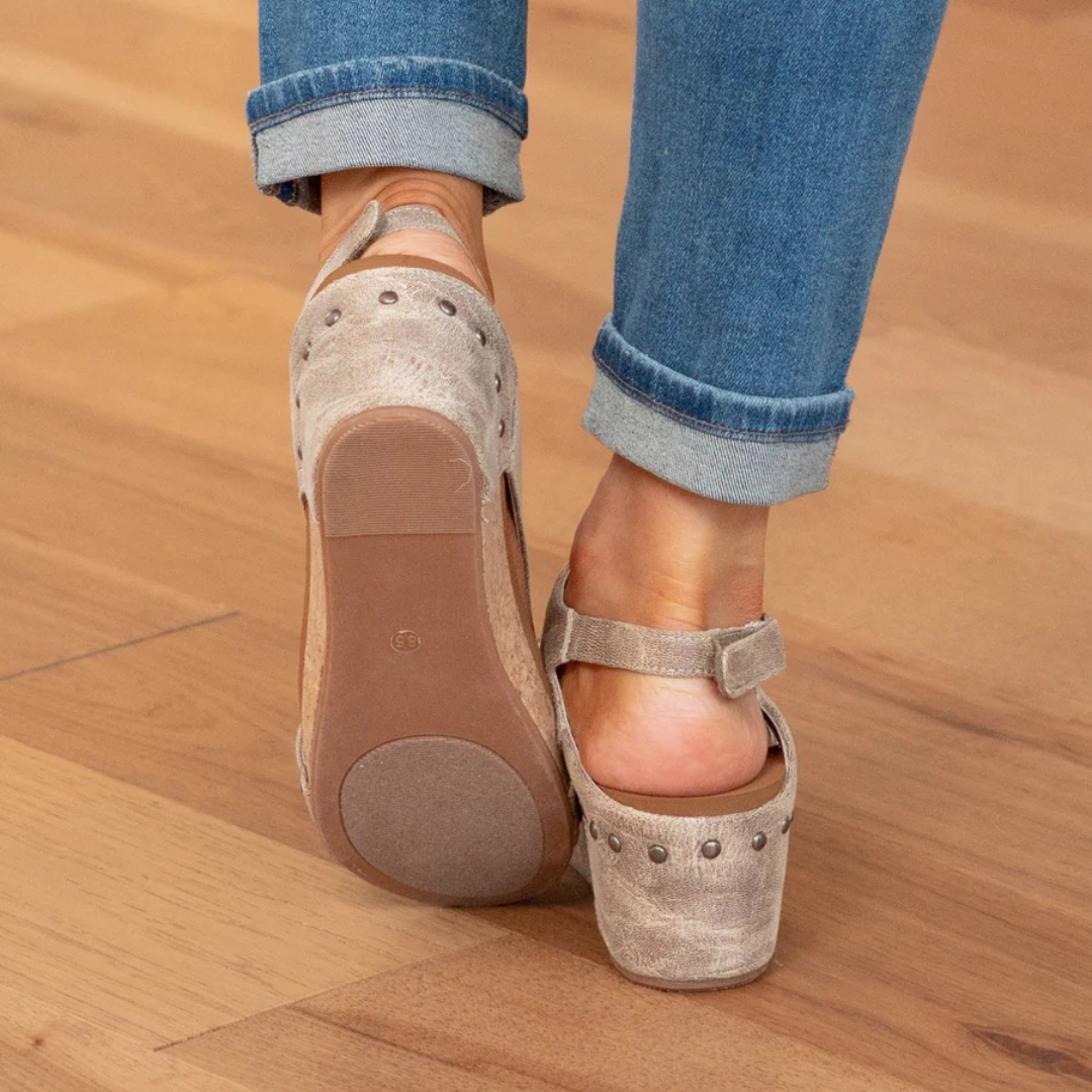 Sandaler for kvinner | Åpen tå slingback med kilehæl