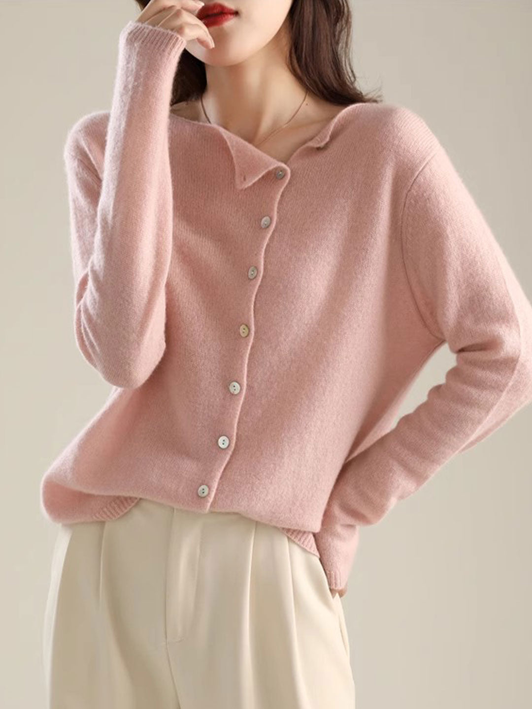 Dame Cardigan | V-Hals Med Knapplukking