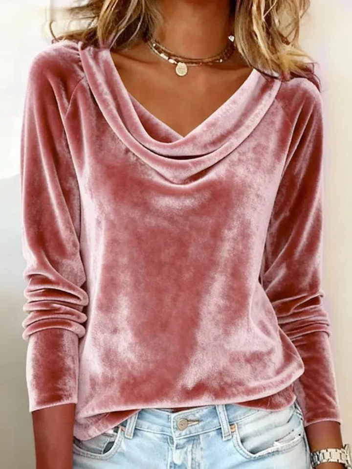 Damebluse | Langermet Drapert Hals