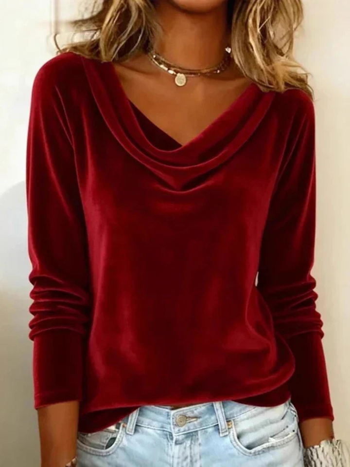 Damebluse | Langermet Drapert Hals