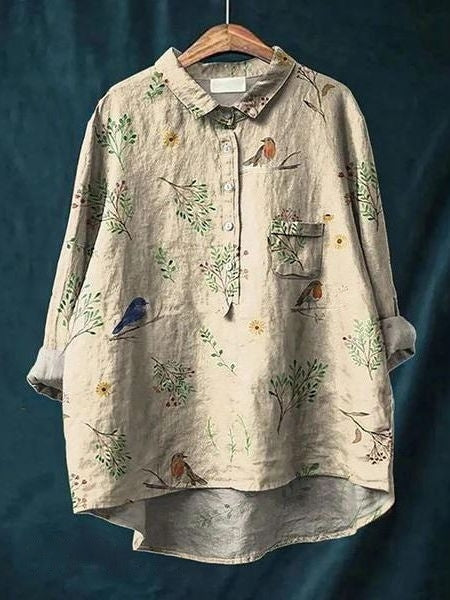 Kvinnebluse | Blomstret Med Knapper