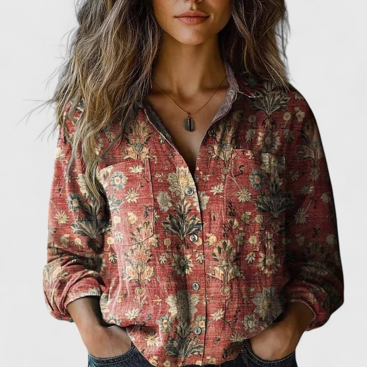 Damebluse | Langermet Blomstret