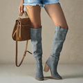 Støvler For Damer | Kne Høy Blokk Hæl Med Lukket Tå