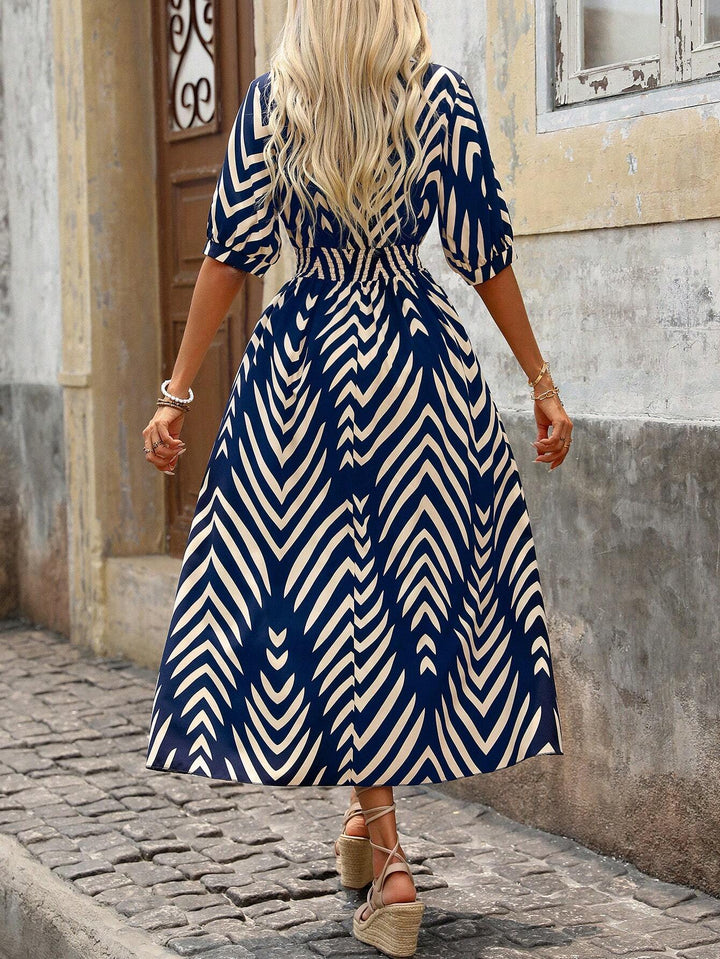 Kvinnes Boho Kjole | Geometrisk Trykk