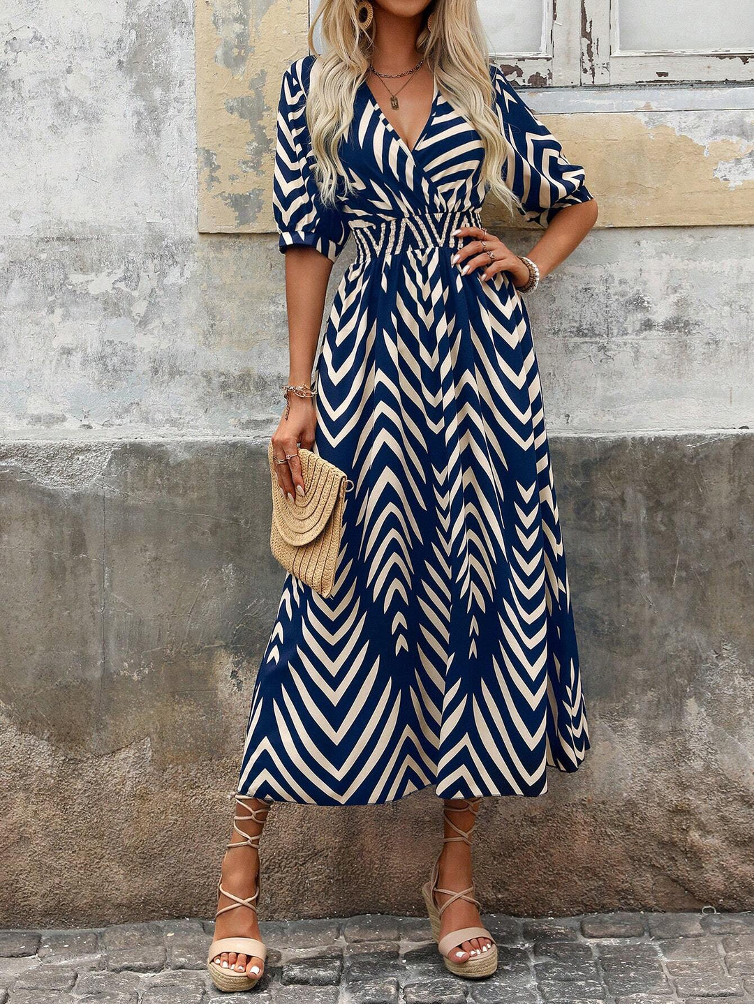 Kvinnes Boho Kjole | Geometrisk Trykk