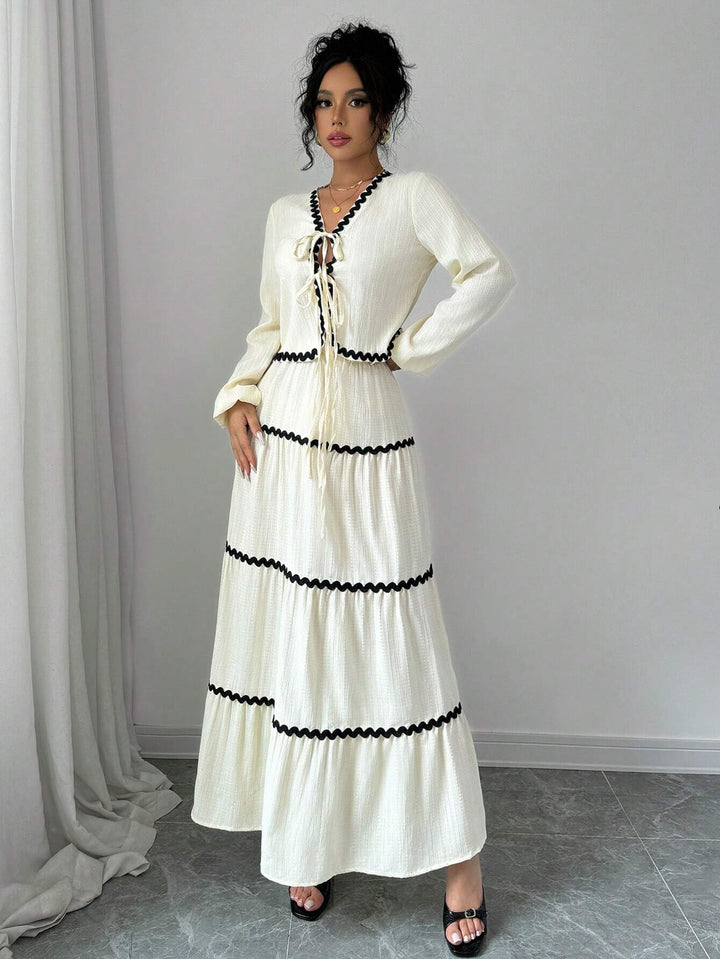 Dame To-Delt Sett | V-Hals Volanger