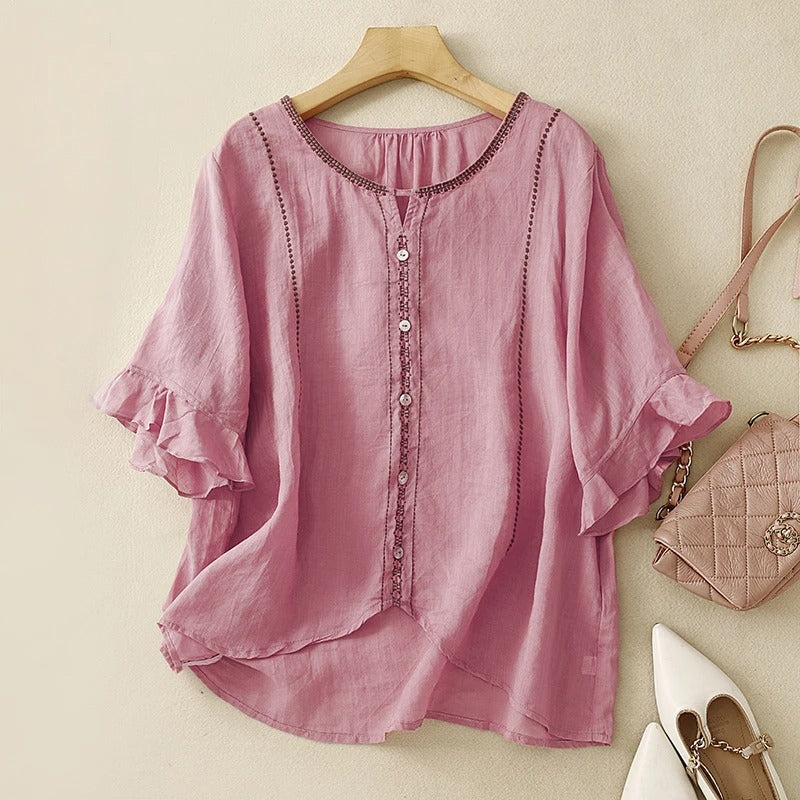 Kvinnebluse | Brodert Volangerm