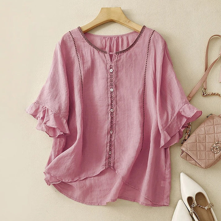 Kvinnebluse | Brodert Volangerm