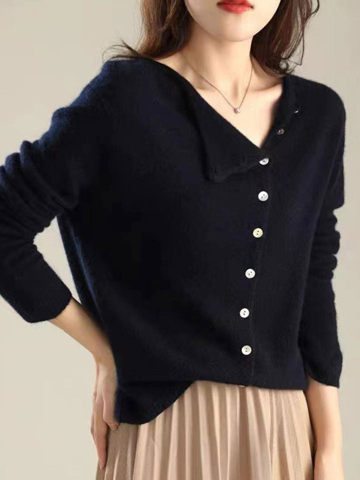 Dame Cardigan | V-Hals Med Knapplukking