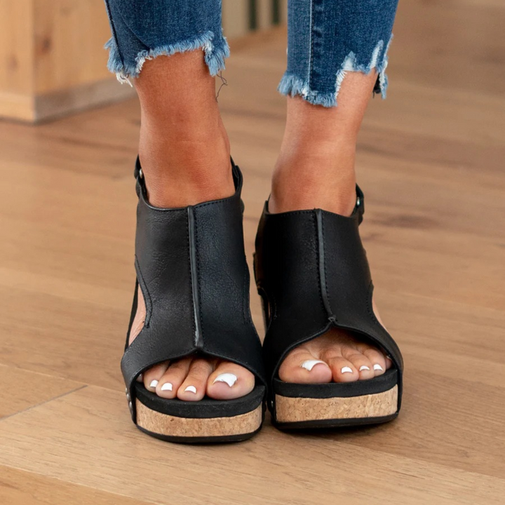 Sandaler for kvinner | Åpen tå slingback med kilehæl