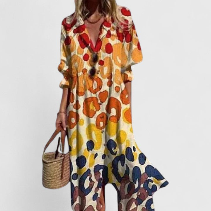 Kvinne Boho Maxi Kjole | Botanisk Langermet