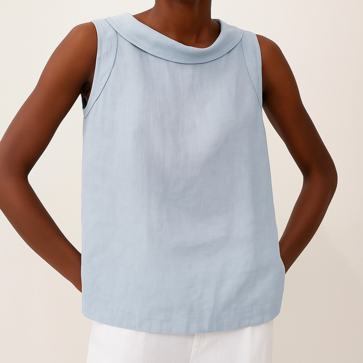 Damebluse | Uten ermer med Rullet Krage