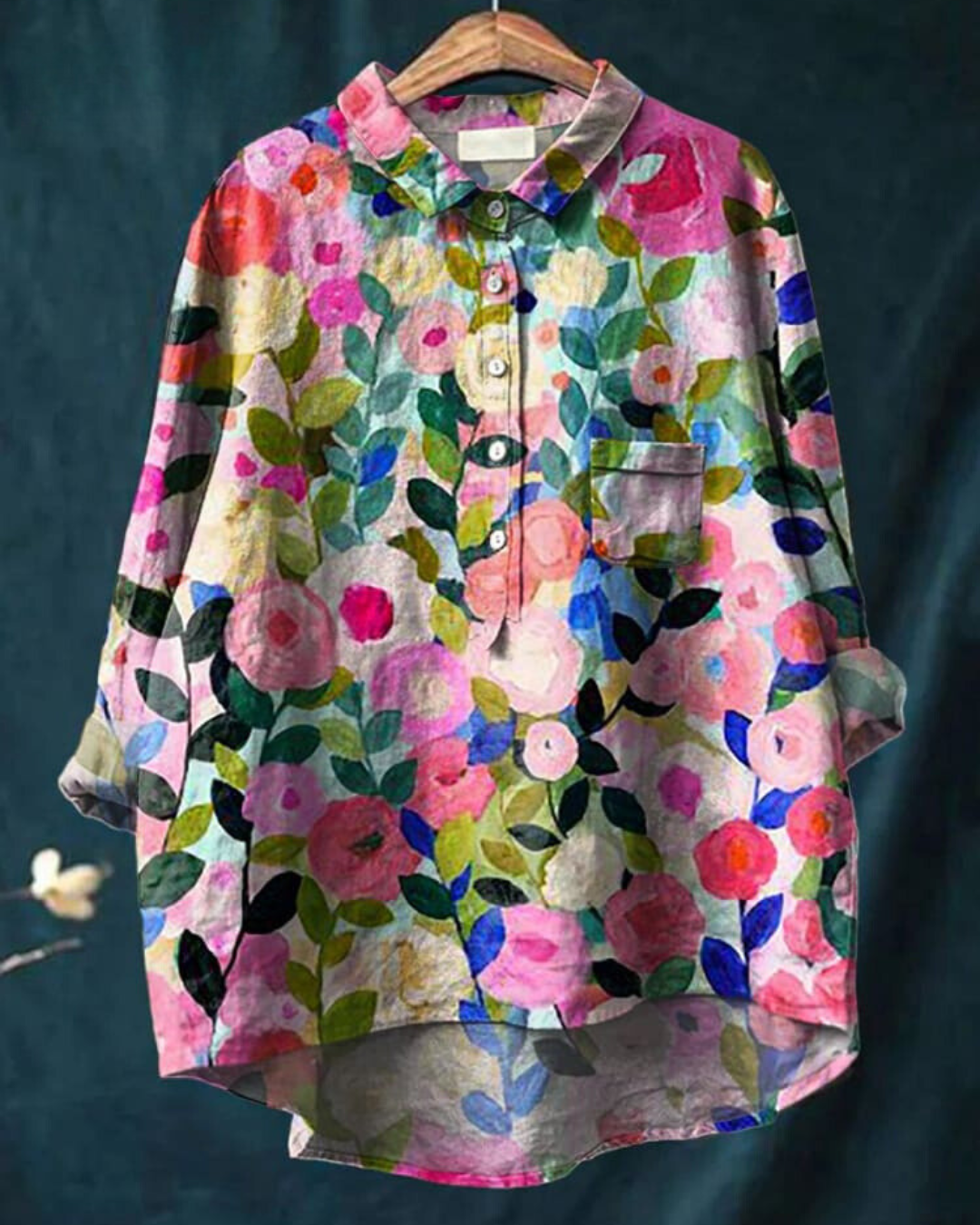 Kvinnebluse | Blomstret Med Knapper