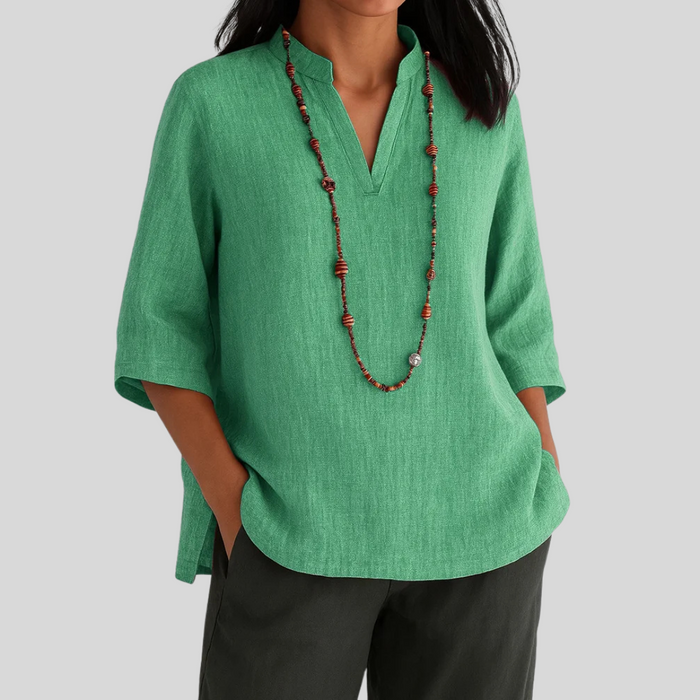 Kvinnebluse | V-Utforming Trekvart Erme