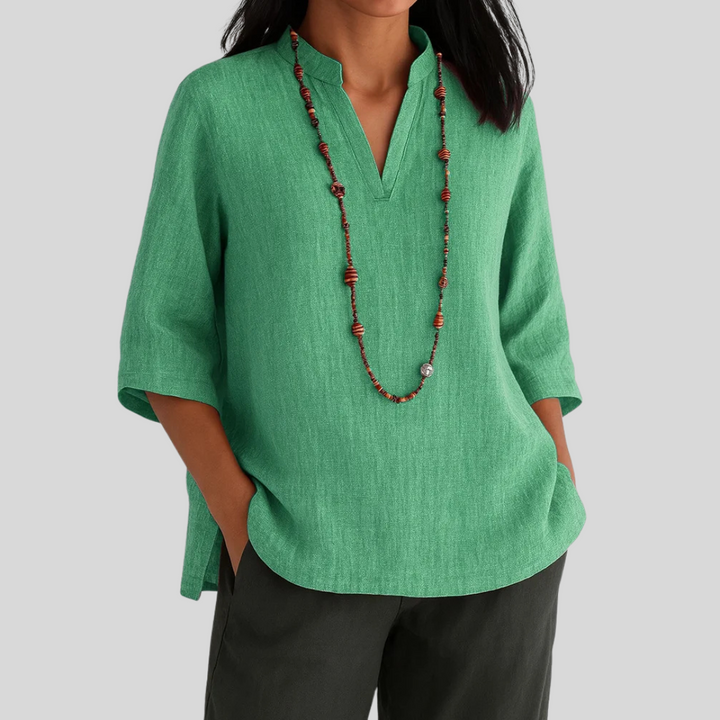 Kvinnebluse | V-Utforming Trekvart Erme