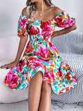 Kvinners Boho Midi Kjole | Off-Shoulder