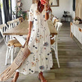Kvinnes Boho Maxi Kjole | Korte Ermer Blomster