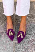 Loafers for kvinner | Frynse detalj spiss tå